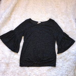 caution to the wind grey tie shirt